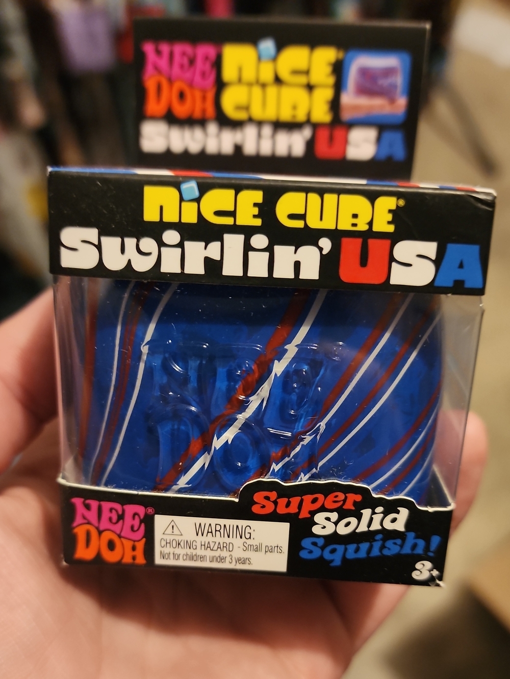 Nice Cube Swirlin' USA Super Solid Squish - Blue with Red & White Swirls